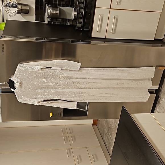 💕REFORMATION💕 Talicia Sequin Mock Neck Maxi Dress ~ Silver Sparkle 6 NWT - Picture 8 of 16